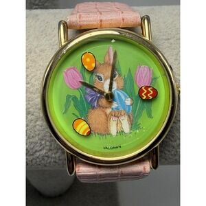 Valdawn Vintage Easter Ladies Watch New Battery 32MM 7.25" Rotating Eggs